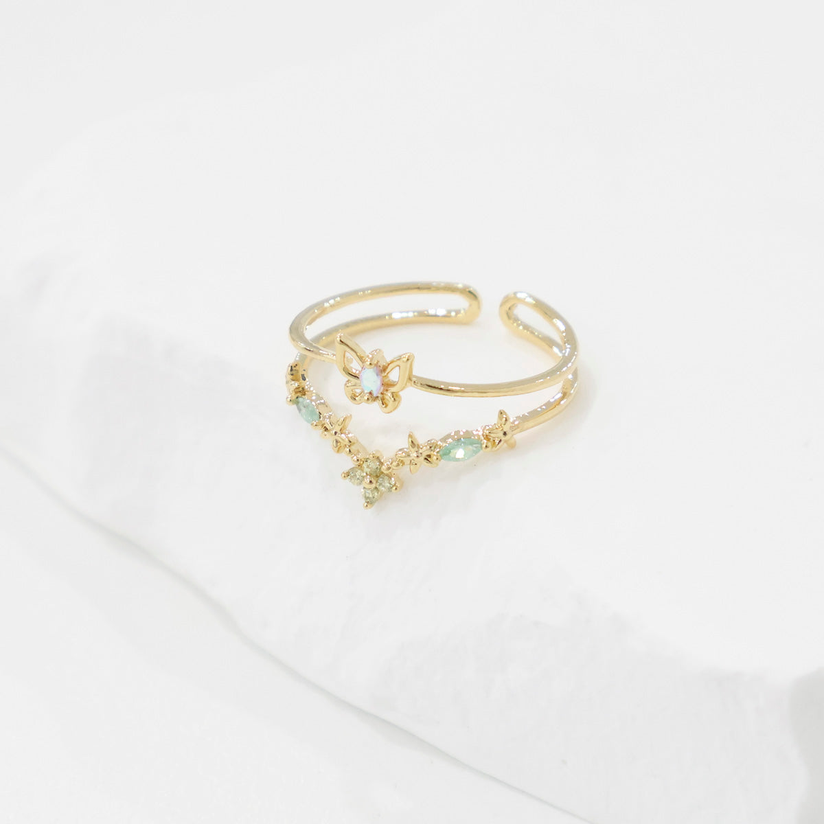 Petit Butterfly Double Layered Adjustable Ring Made in Korea - 3 colors