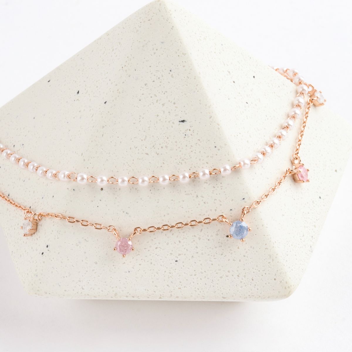 Two Layered Colorful Stone Dainty Style Korean Bracelet