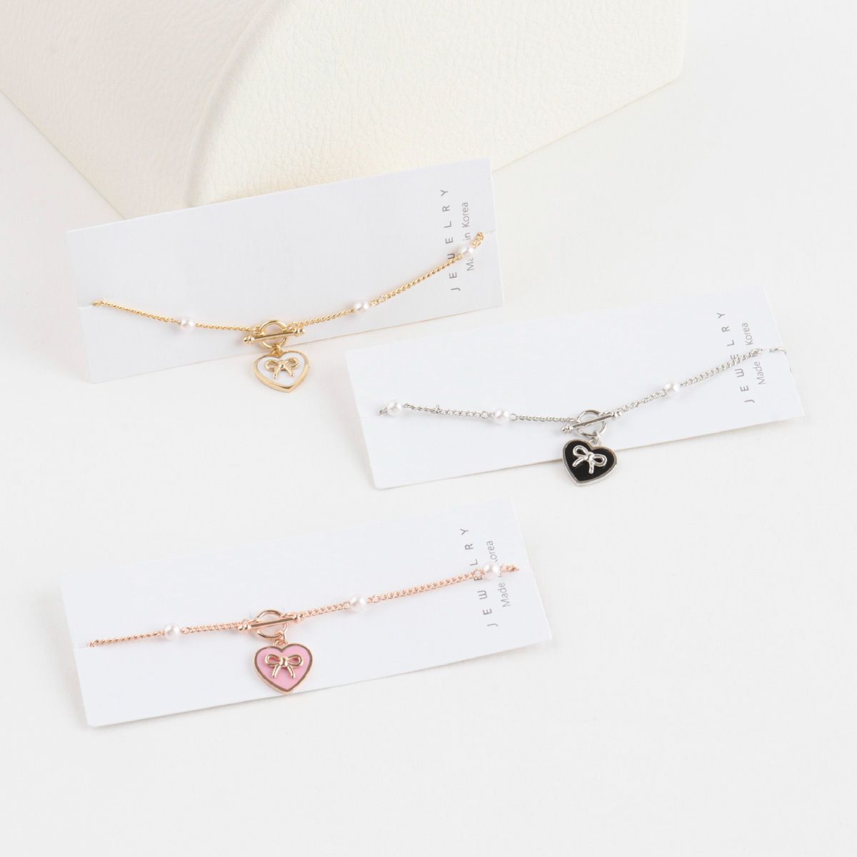 Heart Ribbon Charm Dainty Style Korean Bracelet - 2 Colors