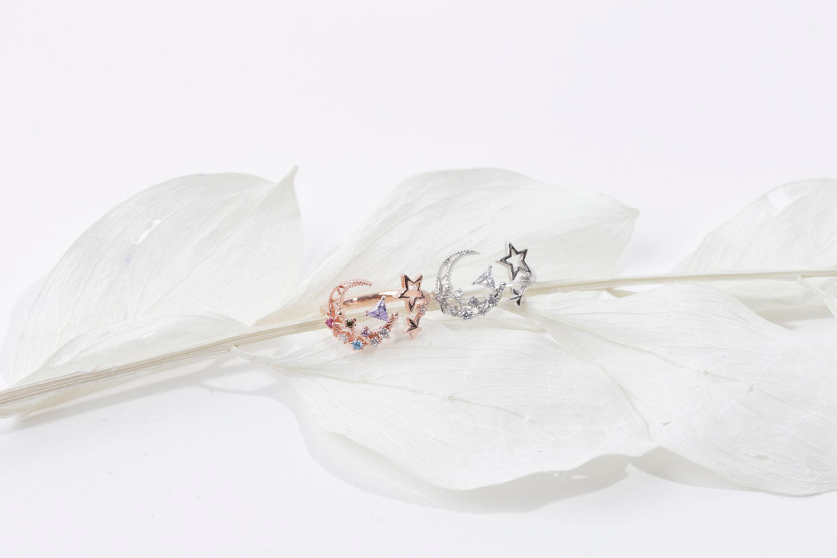 Crescent Moon Adjustable Ring Made in Korea - 2 Colors