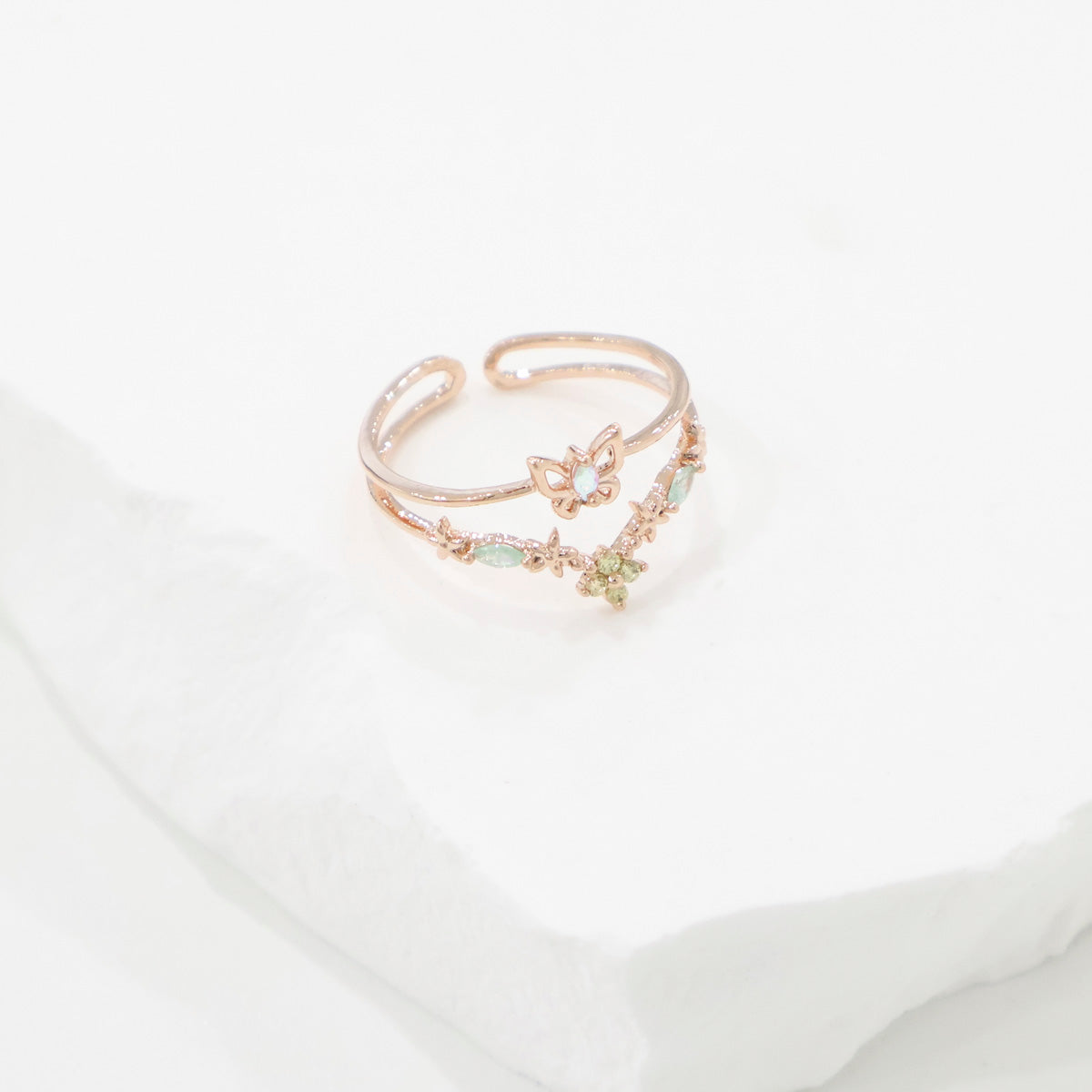 Petit Butterfly Double Layered Adjustable Ring Made in Korea - 3 colors