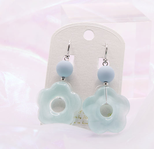 Candy Blue Flower Dangle Earrings