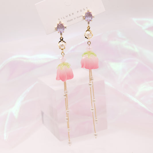 Romantic Cute Tulip Flower String Dangle Earrings