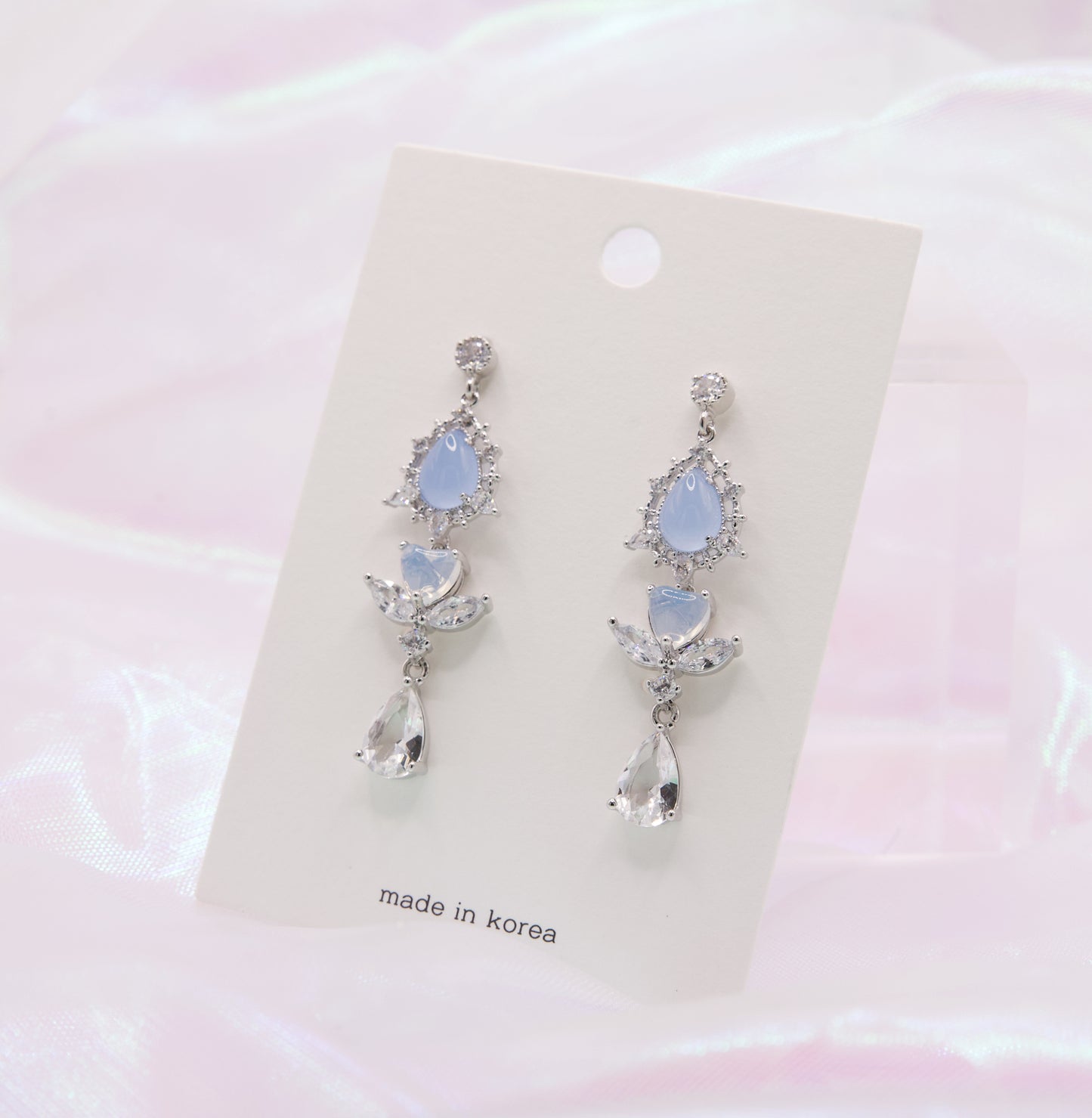 Sailor Mercury Blue Angel Heart Crystal Drop Earrings