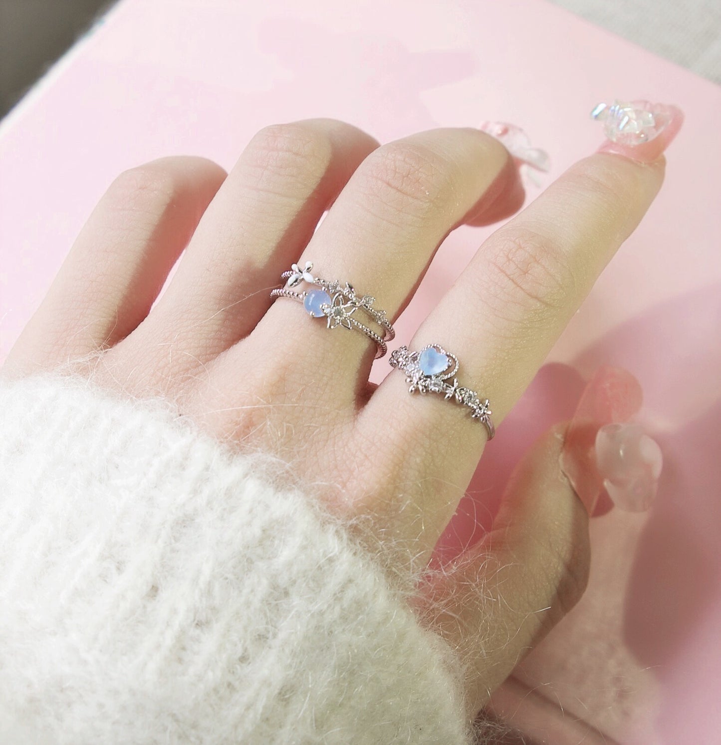Summer Flower Baby Pink Adjustable Ring