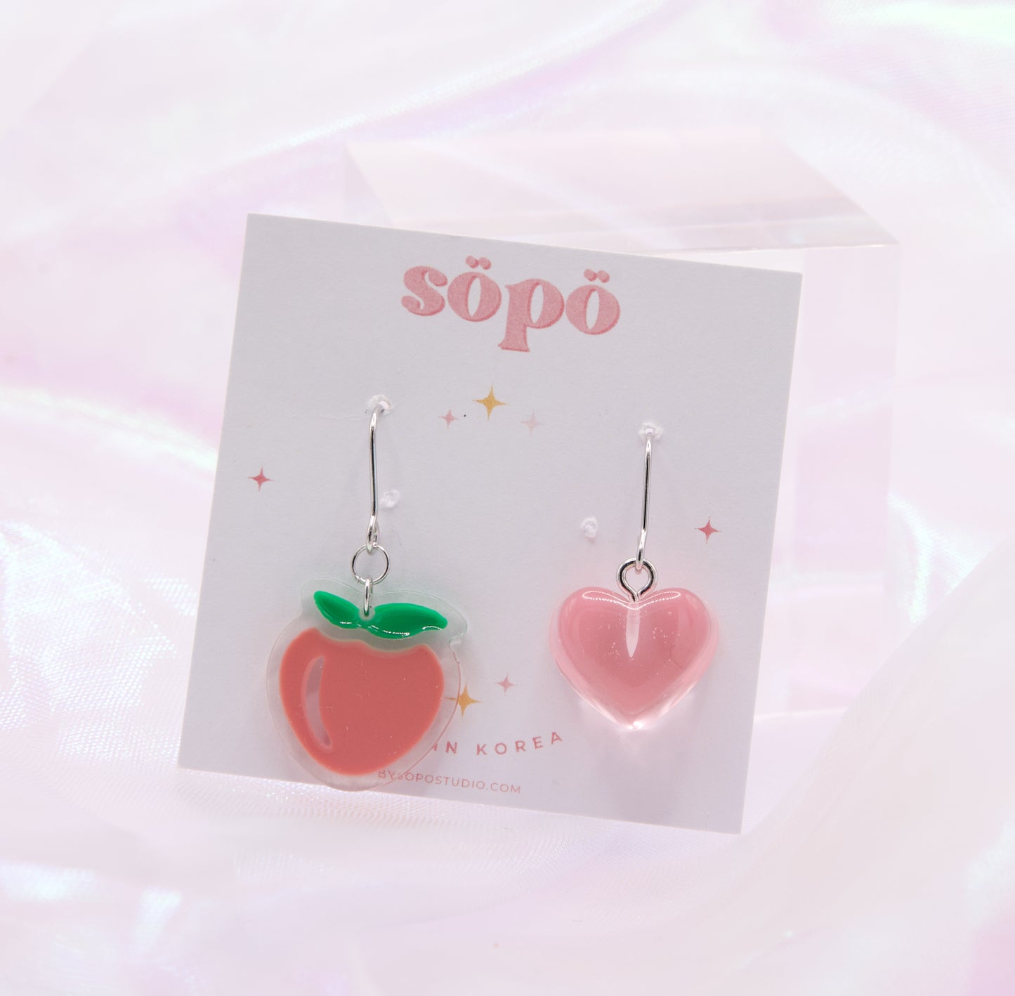 Cute Summer Peach Heart Dangle Earrings