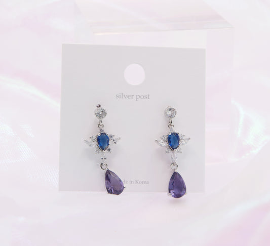 Sailor Mercury Sapphire Blue Magic Crystal Dangle Earrings