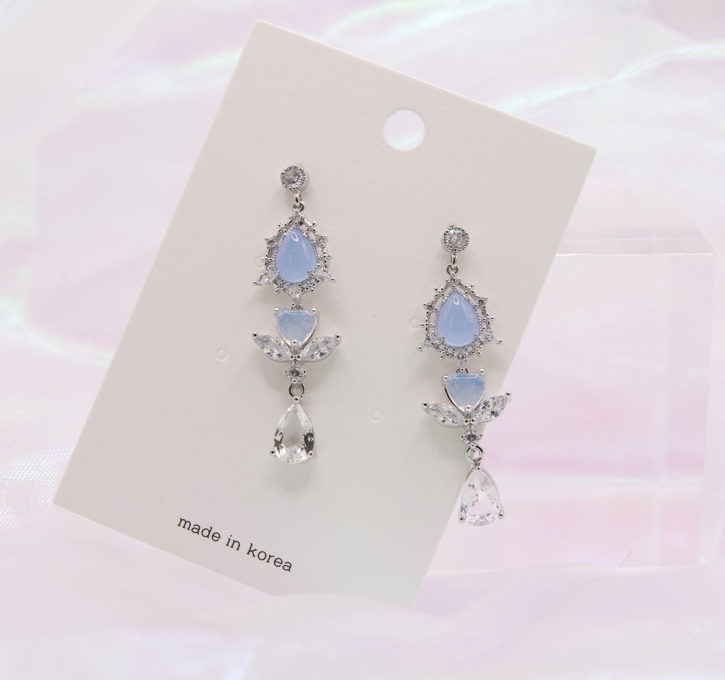 Sailor Mercury Blue Angel Heart Crystal Drop Earrings