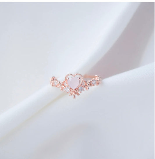 Pink Heart Cubic Ring